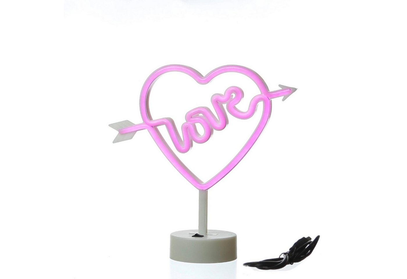 SATISFIRE LED Dekolicht LED Neonlicht LOVE pinkes Herz mit Pfeil Neonschild USB Batterie 25cm, LED Classic, violett Bild 2