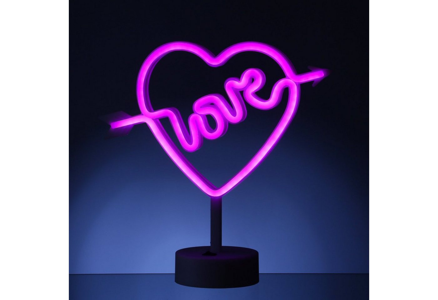 SATISFIRE LED Dekolicht LED Neonlicht LOVE pinkes Herz mit Pfeil Neonschild USB Batterie 25cm, LED Classic, violett Bild 4