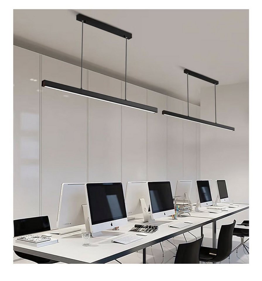 SenFay LED Pendelleuchte 120 cm linear, dimmbar & höhenverstellbar mit Fernbedienung, LED fest integriert, Extra-Warmweiß, Neutralweiß, Kaltweiß