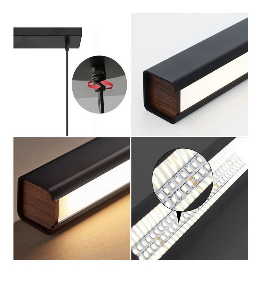 SenFay LED Pendelleuchte 120 cm linear, dimmbar & höhenverstellbar mit Fernbedienung, LED fest integriert, Extra-Warmweiß, Neutralweiß, Kaltweiß Bild 2