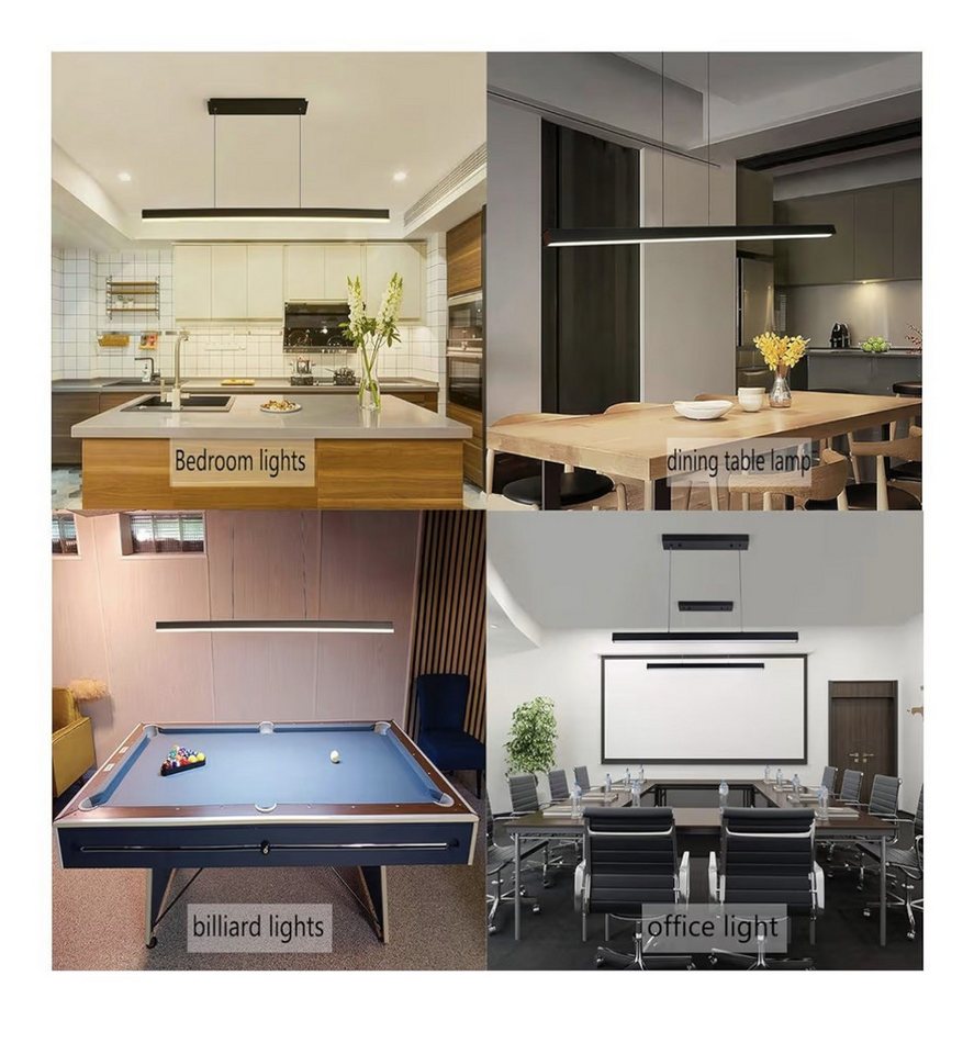 SenFay LED Pendelleuchte 120 cm linear, dimmbar & höhenverstellbar mit Fernbedienung, LED fest integriert, Extra-Warmweiß, Neutralweiß, Kaltweiß Bild 3