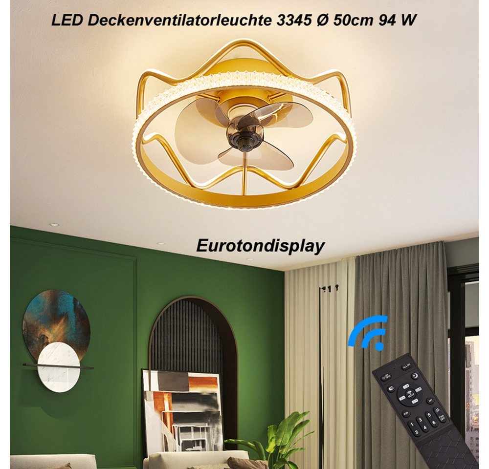 Eurohandisplay LED Pendelleuchte LED Beleuchtung mit Deckenventilator Deckenleuchte mit Fernbedienung, 3345N, Lichtfarbe- und Helligkeit stufenlos einstellbar Bild 4