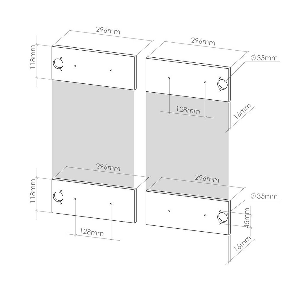 Vicco Hängeschrank R-Line, Weiß, 59.2 x 59 cm Möbelfront für den Hängeglasschrank (1-St)