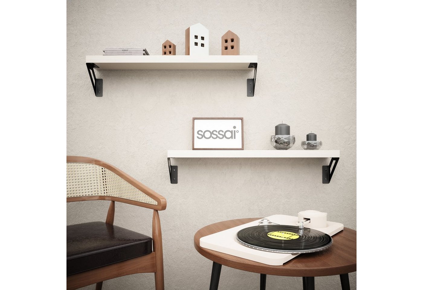 sossai® Wandregalhalter 2er Set Design Regalträger Truss in Schwarzmatt, 2-tlg. Bild 2