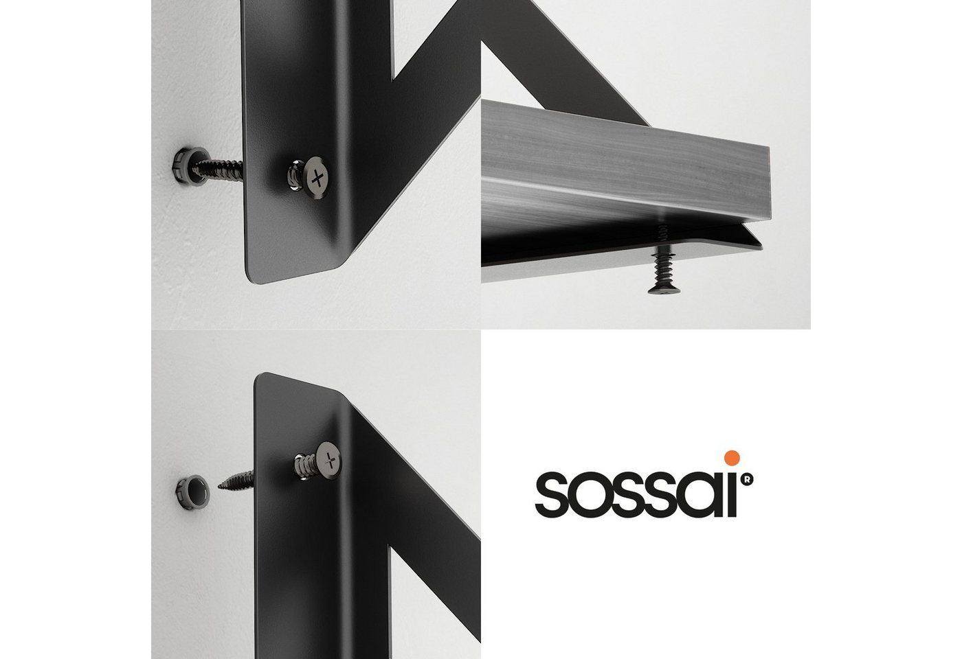 sossai® Wandregalhalter 2er Set Design Regalträger Truss in Schwarzmatt, 2-tlg. Bild 3