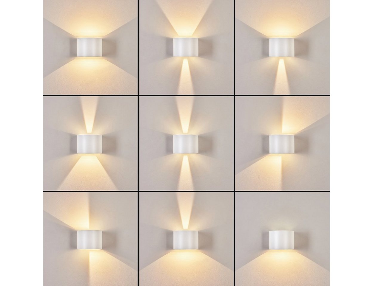 hofstein Außen-Wandleuchte Wandleuchte aus Metall in Weiß, LED fest integriert, 3000 Kelvin, Up & Down, Lichteffekte (einstellbar), LED 6 Watt, 308 Lumen