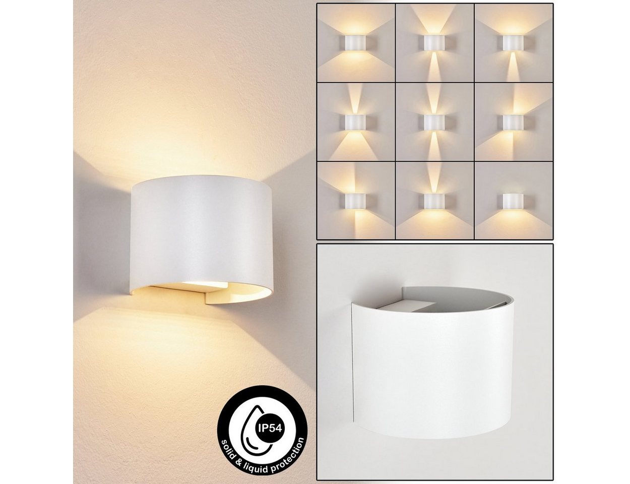 hofstein Außen-Wandleuchte Wandleuchte aus Metall in Weiß, LED fest integriert, 3000 Kelvin, Up & Down, Lichteffekte (einstellbar), LED 6 Watt, 308 Lumen Bild 5