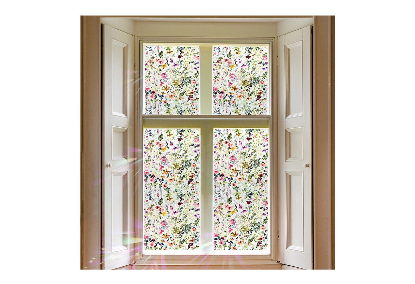 Diwzbyn Fensterfolie Statisch haftende Fensterfolie mit Blumenmuster, Selbstklebende Deko-Folie für Glas (ohne Klebstoff) Bild 5