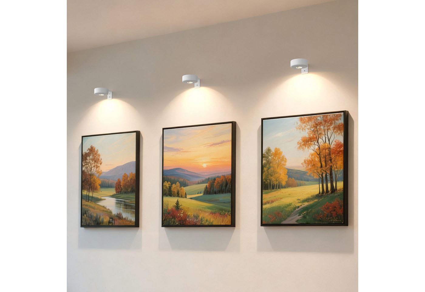 LOHAS-LED Wandleuchte 3er-Set LED Scheibenlampen batteriebetrieben mit Fernbedienung, LED fest integriert, Warmweiß, Tageslicht, Kaltweiß, 3000K/4500K/6000K dimmbar für Bilder & Schränke Bild 5