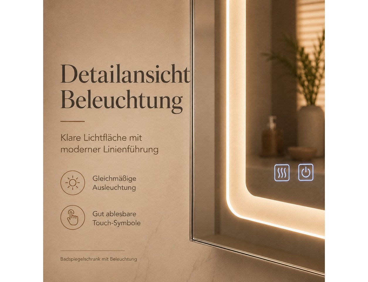 Simurq Badezimmerspiegelschrank Spiegelschrank mit Beleuchtung, Anti-Beschlag, 2 Türen (Einzelartikel, 1-St., 1 Badspiegelschrank) 3 Lichtfarben, Anti-Beschlag, doppelseitiger Innenspiegel