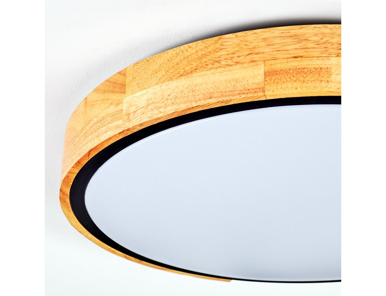 hofstein Deckenleuchte Deckenlampe aus Metall/Holz/Kunststoff in Natur/Schwarz/Weiß, ohne Leuchtmittel, Leuchte im moderne Design (39 cm), CCT einstellbar, Fernbedienung Bild 5
