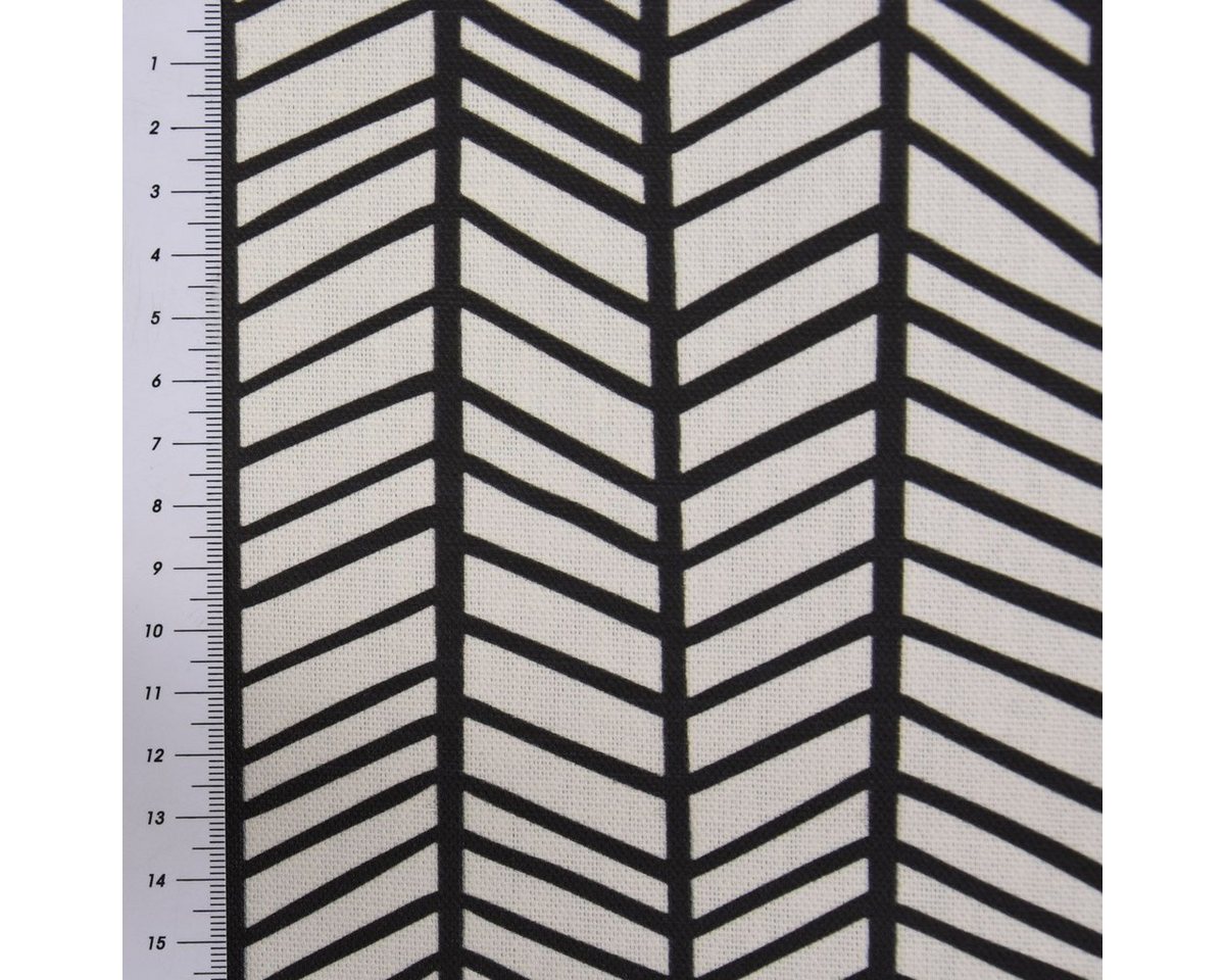 SCHÖNER LEBEN. Tischläufer SCHÖNER LEBEN. Tischläufer Fischgrätmuster abstrakt weiß schwarz, handmade Bild 2