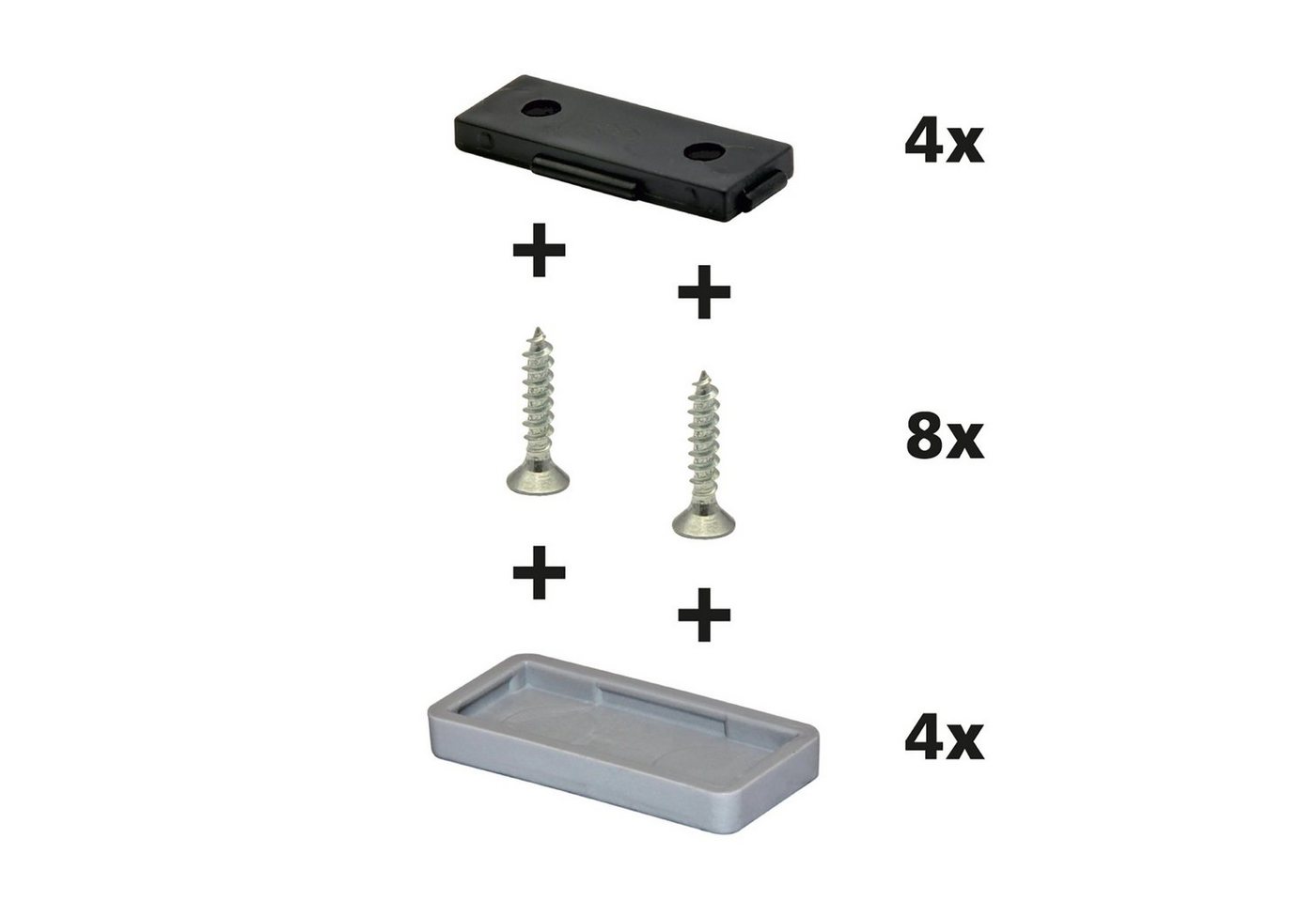 WAGNER design yourself Klick-Gleiter QuickClick® Stuhlgleiter Kunststoffgleiter I 4er-Set zum Anschrauben I 4x Basis + 8x Schraube + 4x Gleiteinsatz austauschbar - Kunststoff HYPER - Einsatz 32 x 15 mm - Made in DE Bild 2