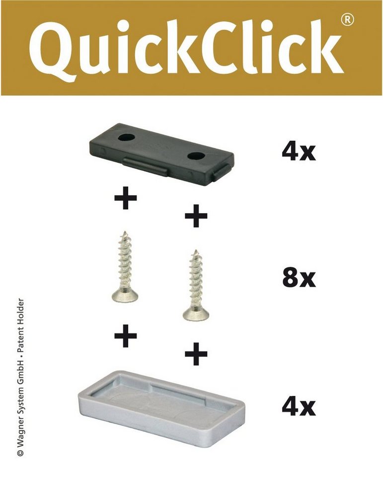 WAGNER design yourself Klick-Gleiter QuickClick® Stuhlgleiter Kunststoffgleiter I 4er-Set zum Anschrauben I 4x Basis + 8x Schraube + 4x Gleiteinsatz austauschbar - Kunststoff HYPER - Einsatz 32 x 15 mm - Made in DE Bild 5