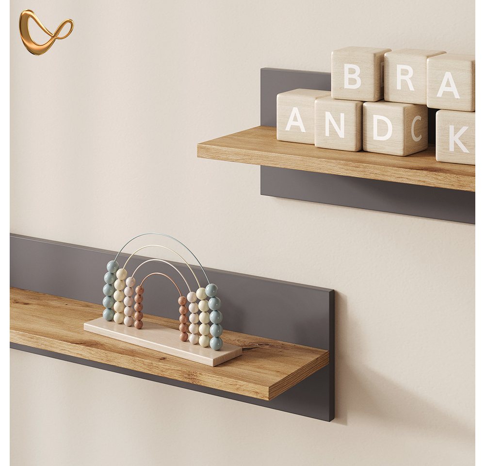 Livinity® Wandregal Mailo, Grau/Artisan/Artisan, 70 x 20 cm, 1-tlg. Bild 3