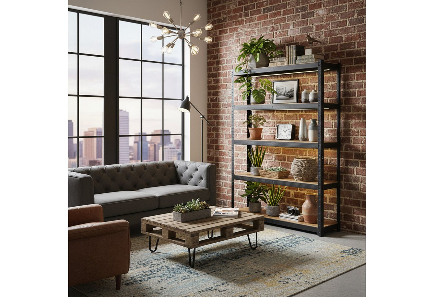 relaxdays Schwerlastregal Industrial 500 kg, 60 x 120 x 200 cm