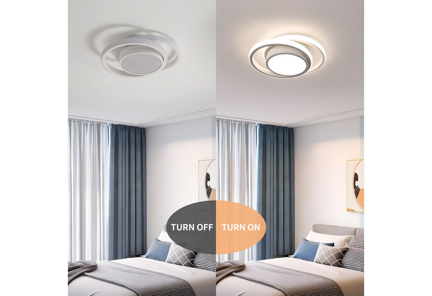Riserva LED Deckenleuchte 2er Set LED Deckenleuchte Weiß 32W 4000K Doppelring Modern Bild 2