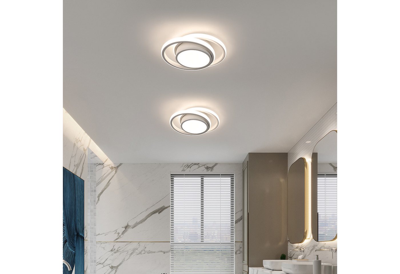Riserva LED Deckenleuchte 2er Set LED Deckenleuchte Weiß 32W 4000K Doppelring Modern Bild 3