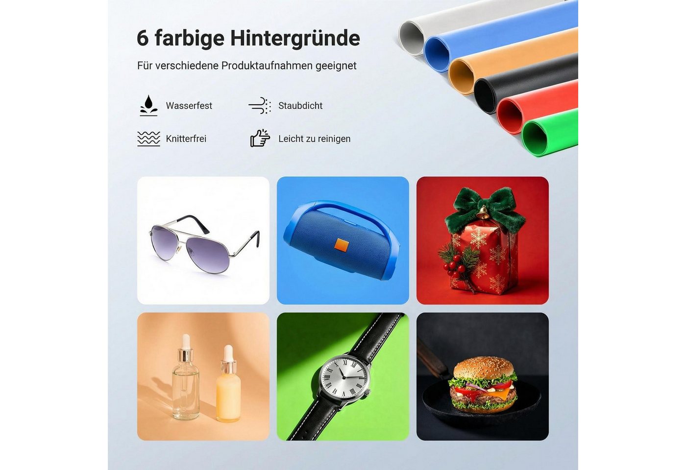 Neewer Fotostudio-Box LB40B, 40x40x40cm Fotostudio Light Box, mit 6 farbigen Hintergründen, zweifarbiges Photo Lichtzelt, 120 LEDs CRI95+ dimmbar Fotobox Bild 3