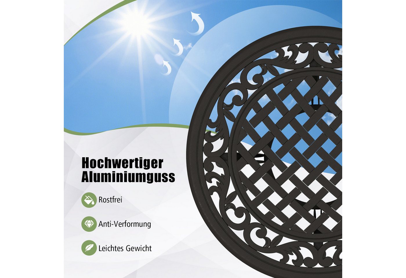 KOMFOTTEU Gartentisch, Beistelltisch Ø60cm, aus Metall mit Ausschnittmuster Bild 2