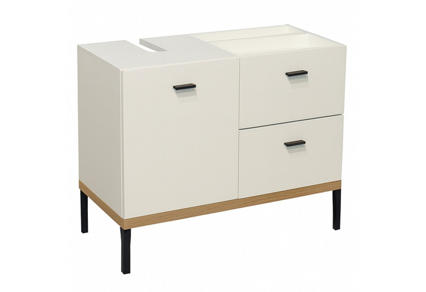 freiraum Waschbeckenunterschrank Coco in Asteiche Dekor / weiss - 79x63x38 (BxHxT)