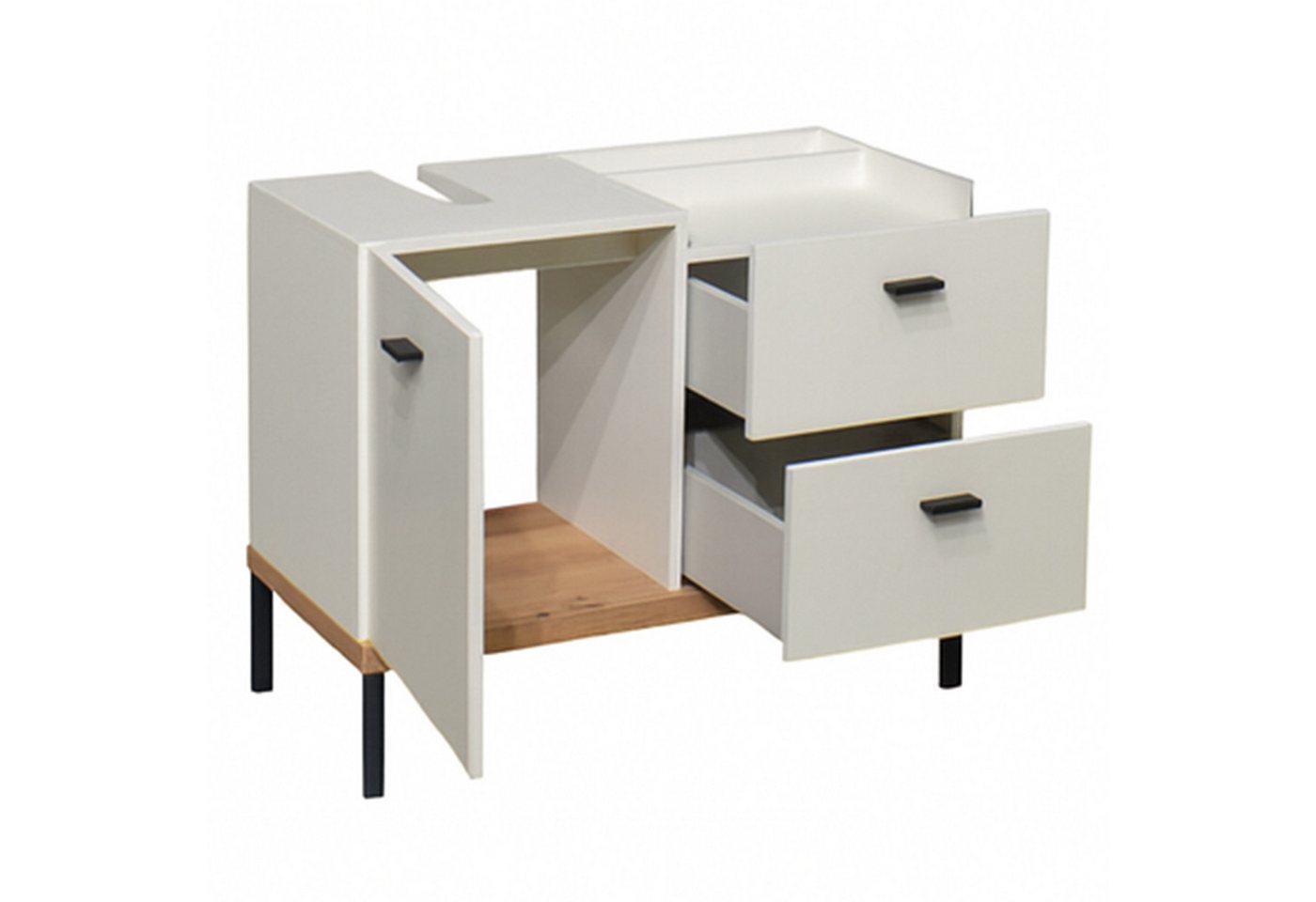 freiraum Waschbeckenunterschrank Coco in Asteiche Dekor / weiss - 79x63x38 (BxHxT) Bild 3