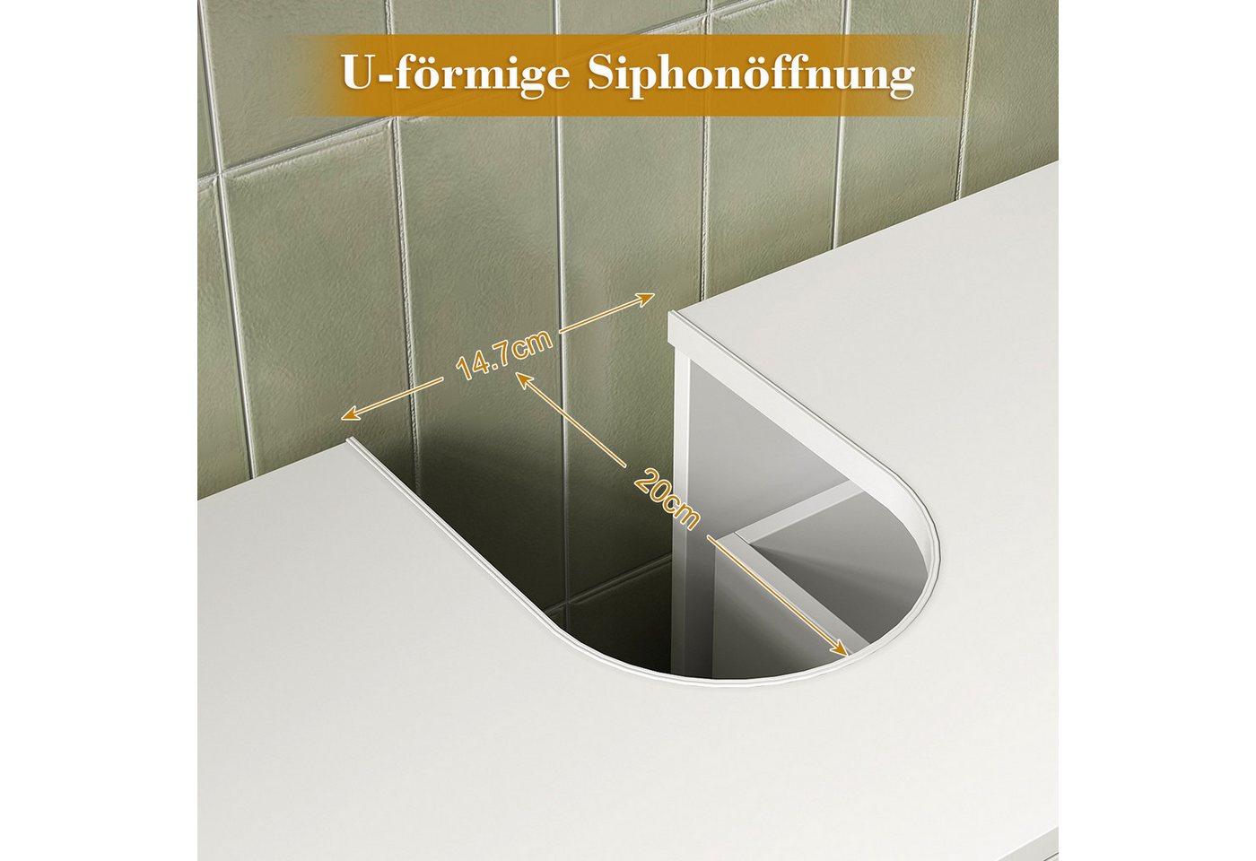 Hyaapwod Waschbeckenunterschrank Badezimmer Unterschrank mit Zwei Schubladen (1-St) 60 x 30 x 60 cm, Weiß Bild 4