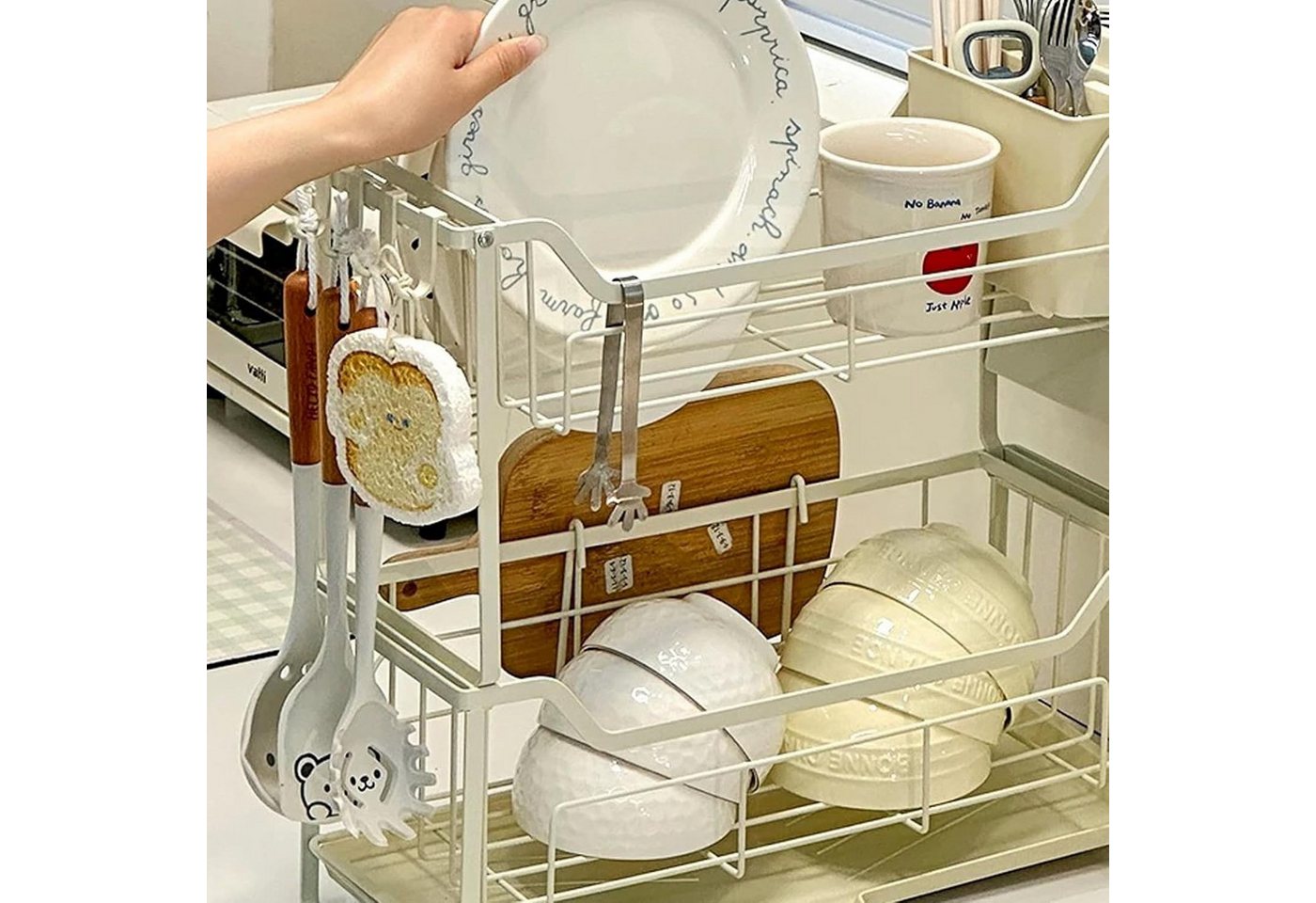 Youyijia Küchenregal Abtropfgestell Geschirr, 2-stufiges Geschirrkorb über der Spüle Bild 5