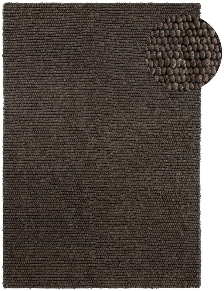 TaraCarpet Wollteppich TaraCarpet Bubble Moderner Schlingenteppich aus reiner Schurwolle, rechteckig, Höhe: 20 mm, Wollteppich braun Wohnzimmer Schlafzimmer Esszimmer Bubble ca 80x150 Bild 5