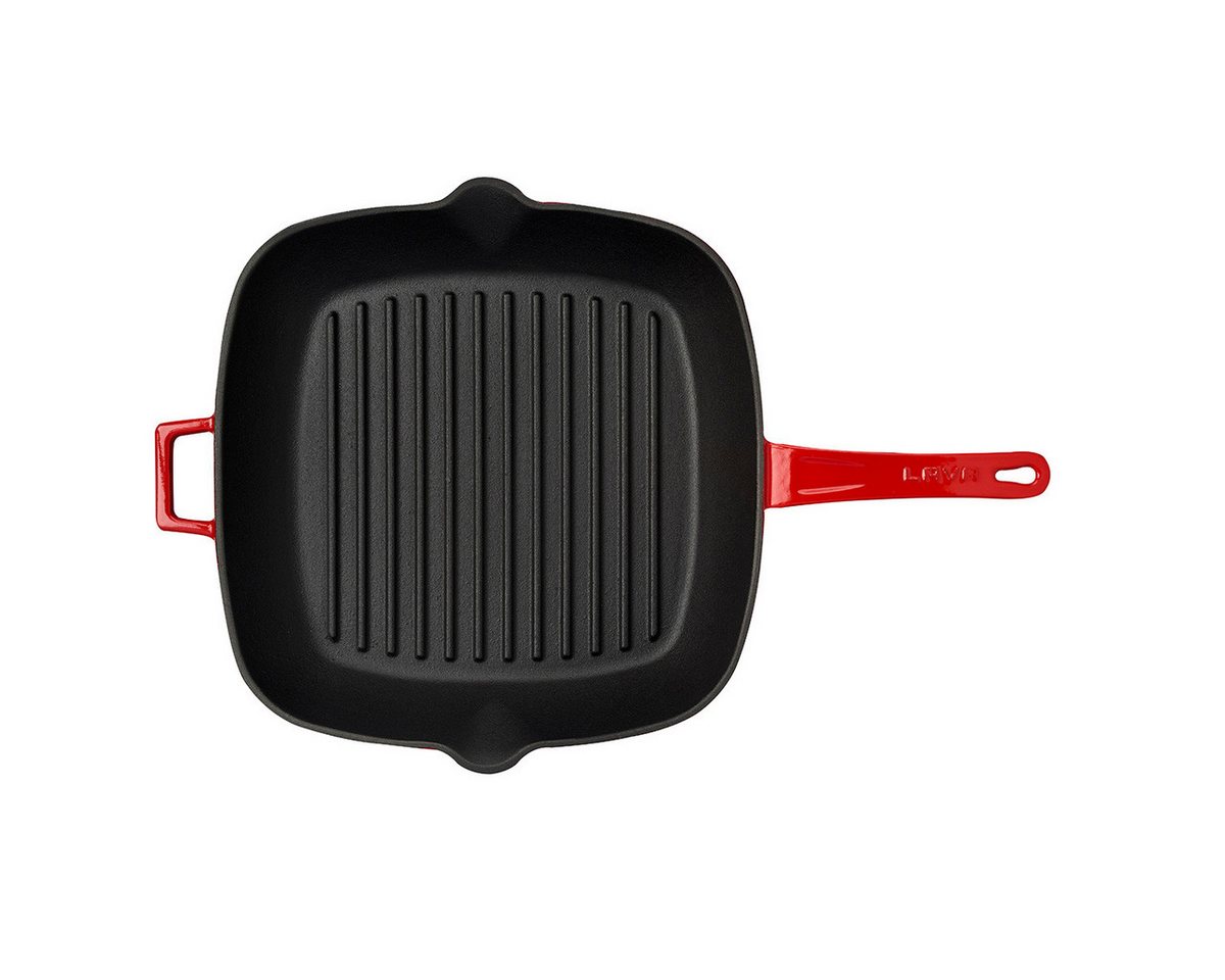 LAVA Grillpfanne LAVA Grillpfanne aus emailliertem Gusseisen, 28 x 28 cm, 2,19 Liter, Gusseisen (1-tlg), emailliertes Gusseisen, backofengeeignet