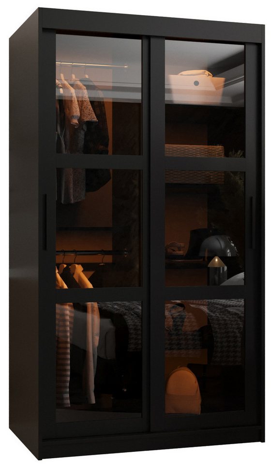 ABIKS MÖBEL Schwebetürenschrank DATA Schlafzimmerschrank - mit Schiebetüren, Kleiderstange, Regalen