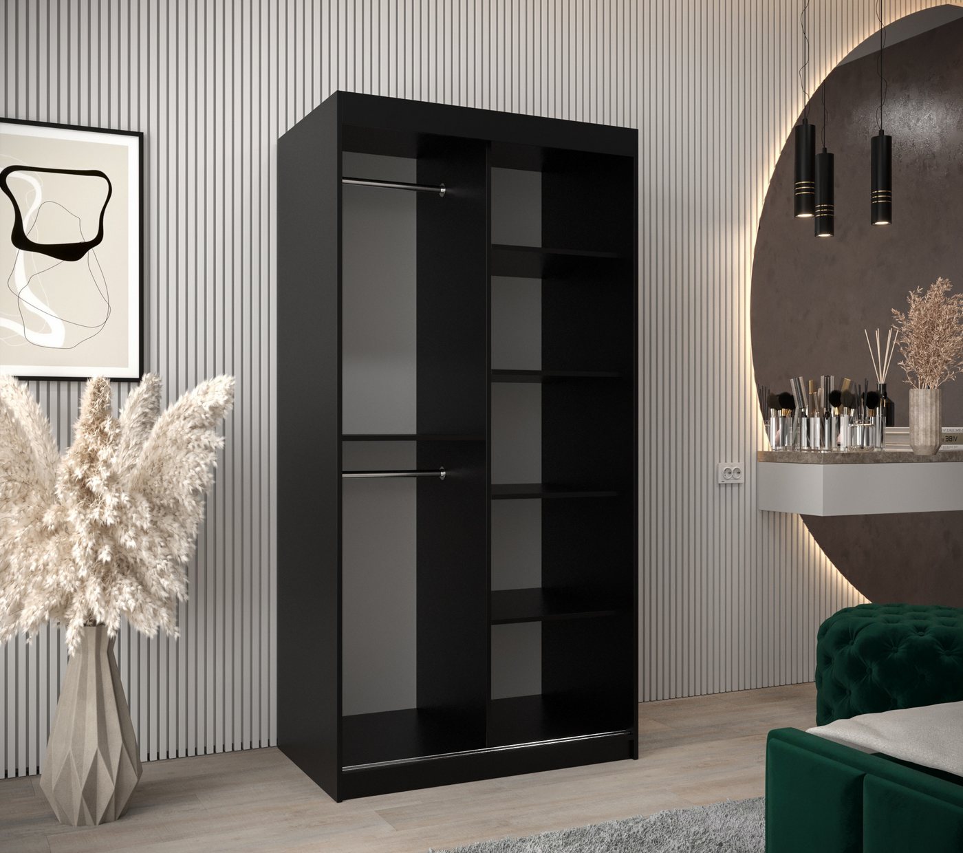 ABIKS MÖBEL Schwebetürenschrank DATA Schlafzimmerschrank - mit Schiebetüren, Kleiderstange, Regalen Bild 3