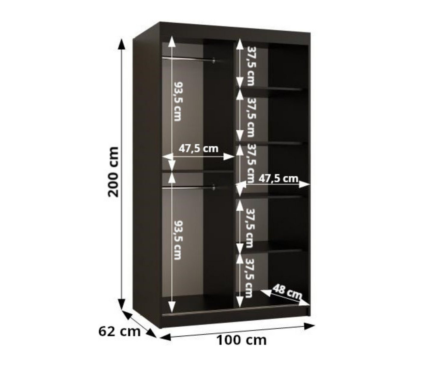 ABIKS MÖBEL Schwebetürenschrank DATA Schlafzimmerschrank - mit Schiebetüren, Kleiderstange, Regalen Bild 4
