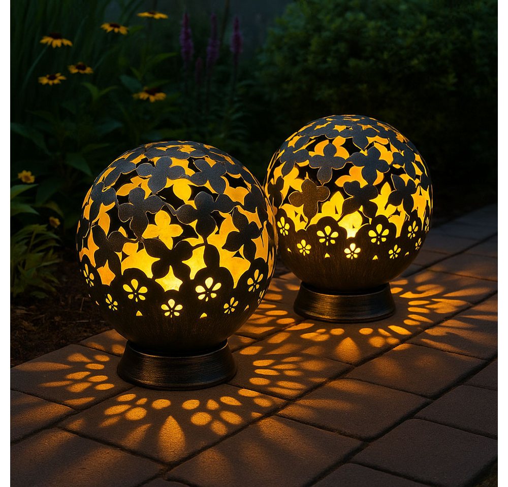 NOWA LED Solarleuchte, LED-Leuchtmittel fest verbaut, Solarlampen für Außen Balkon Deko Gartendeko Metall Solarleuchte