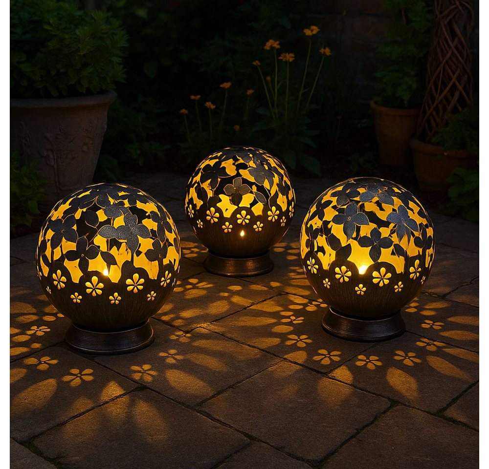 NOWA LED Solarleuchte, LED-Leuchtmittel fest verbaut, Solarlampen für Außen Balkon Deko Gartendeko Metall Solarleuchte Bild 2