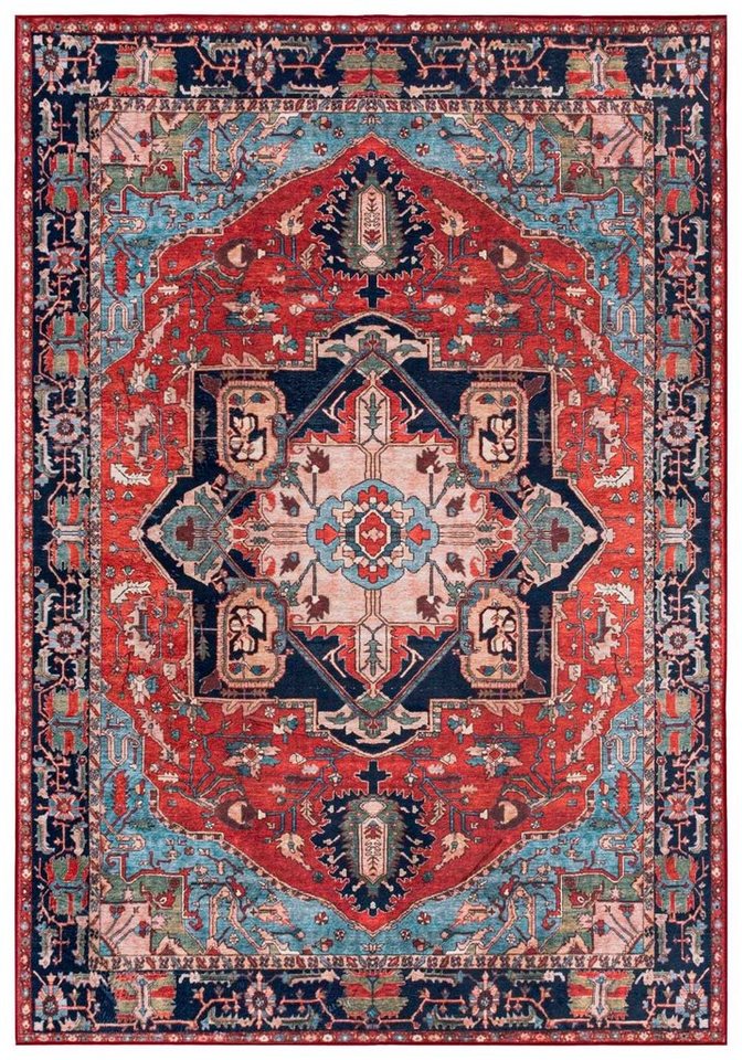 Mazovia Orientteppich Teppich Oriental Orientteppich Wohnzimmer Orient Muster Rot, 80 x 150 cm, Fußbodenheizung, Allergiker geeignet, Rutschfest