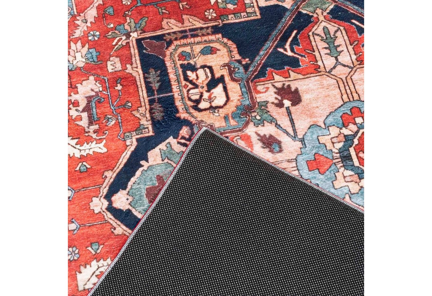 Mazovia Orientteppich Teppich Oriental Orientteppich Wohnzimmer Orient Muster Rot, 80 x 150 cm, Fußbodenheizung, Allergiker geeignet, Rutschfest Bild 2