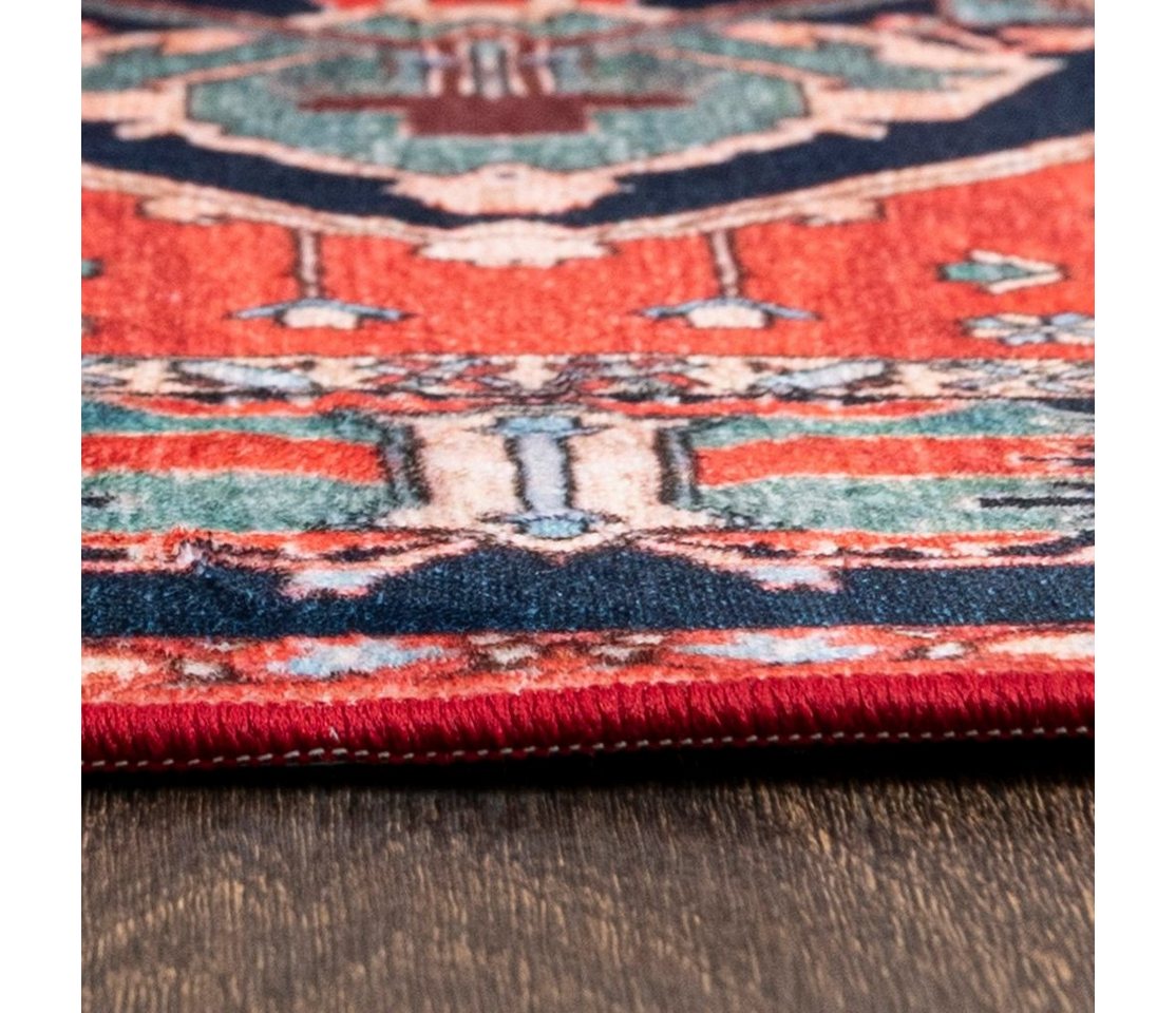 Mazovia Orientteppich Teppich Oriental Orientteppich Wohnzimmer Orient Muster Rot, 80 x 150 cm, Fußbodenheizung, Allergiker geeignet, Rutschfest Bild 4