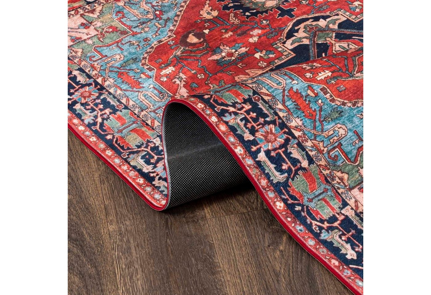 Mazovia Orientteppich Teppich Oriental Orientteppich Wohnzimmer Orient Muster Rot, 80 x 150 cm, Fußbodenheizung, Allergiker geeignet, Rutschfest Bild 5