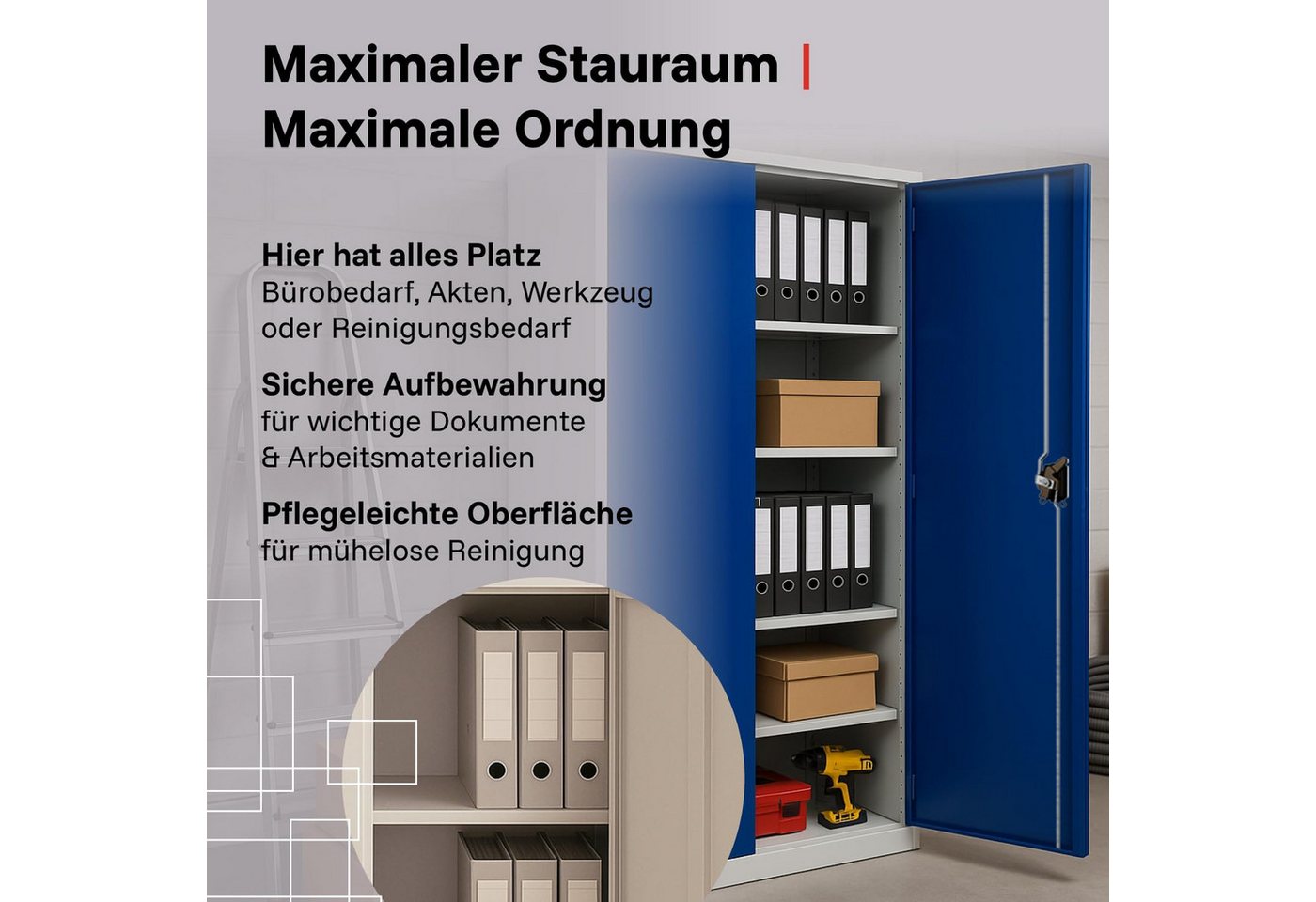 LagerZwei Aktenschrank Mehrzweckschrank 195x100x50 cm (Set, 2-St) abschließbar Bild 5