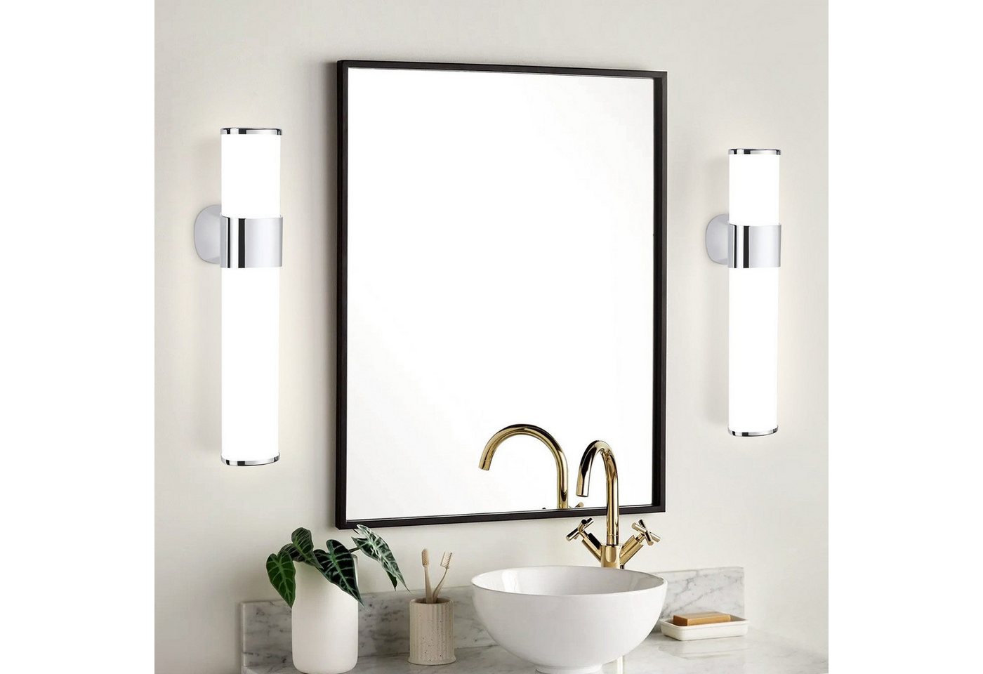ZMH LED Spiegelleuchte 6W Schwarz/Nickel leuchte Wand 30cm Neutralweiß Flur, Einfache Installation, LED fest integriert, Wandmontage für Keller