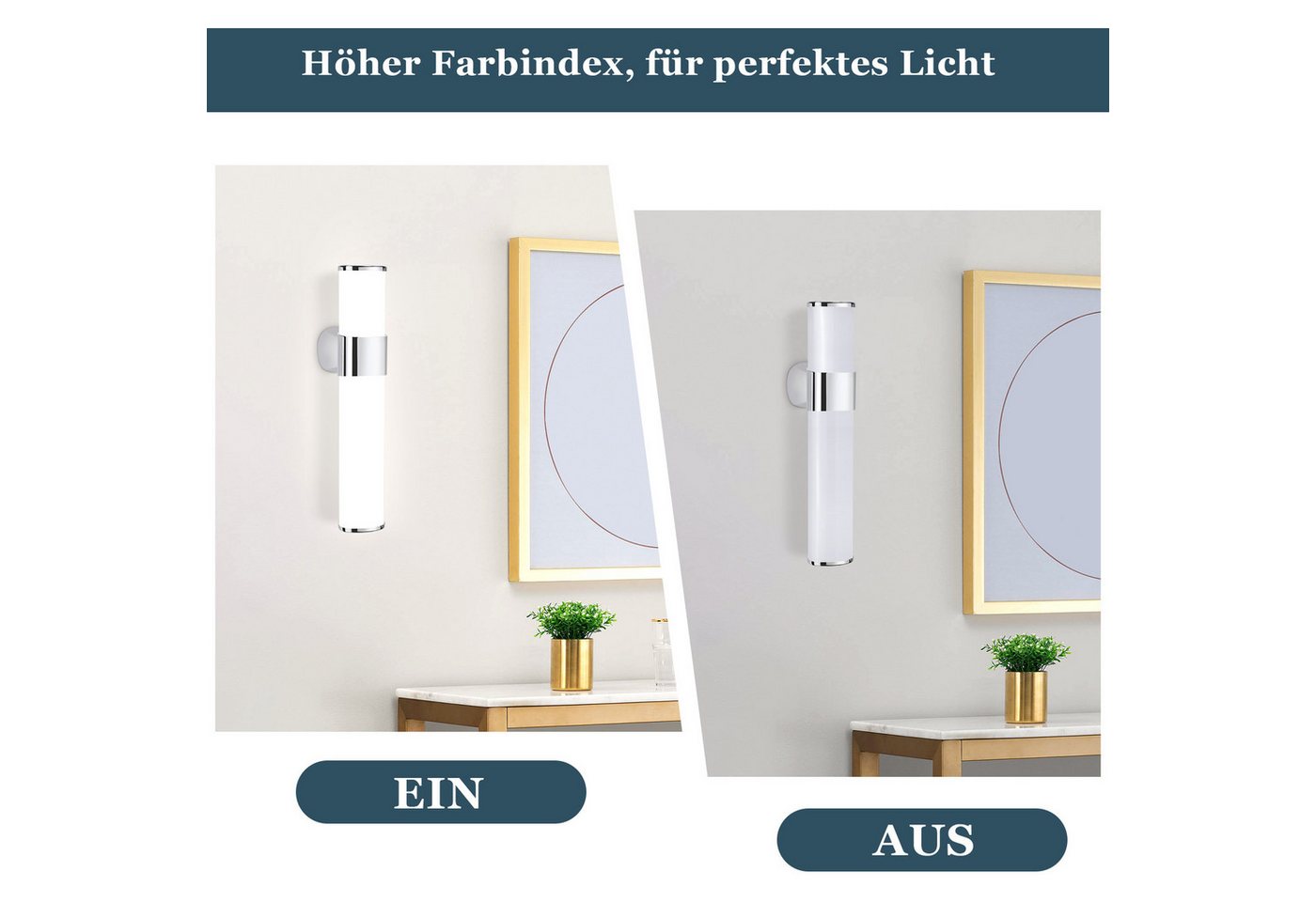 ZMH LED Spiegelleuchte 6W Schwarz/Nickel leuchte Wand 30cm Neutralweiß Flur, Einfache Installation, LED fest integriert, Wandmontage für Keller Bild 2