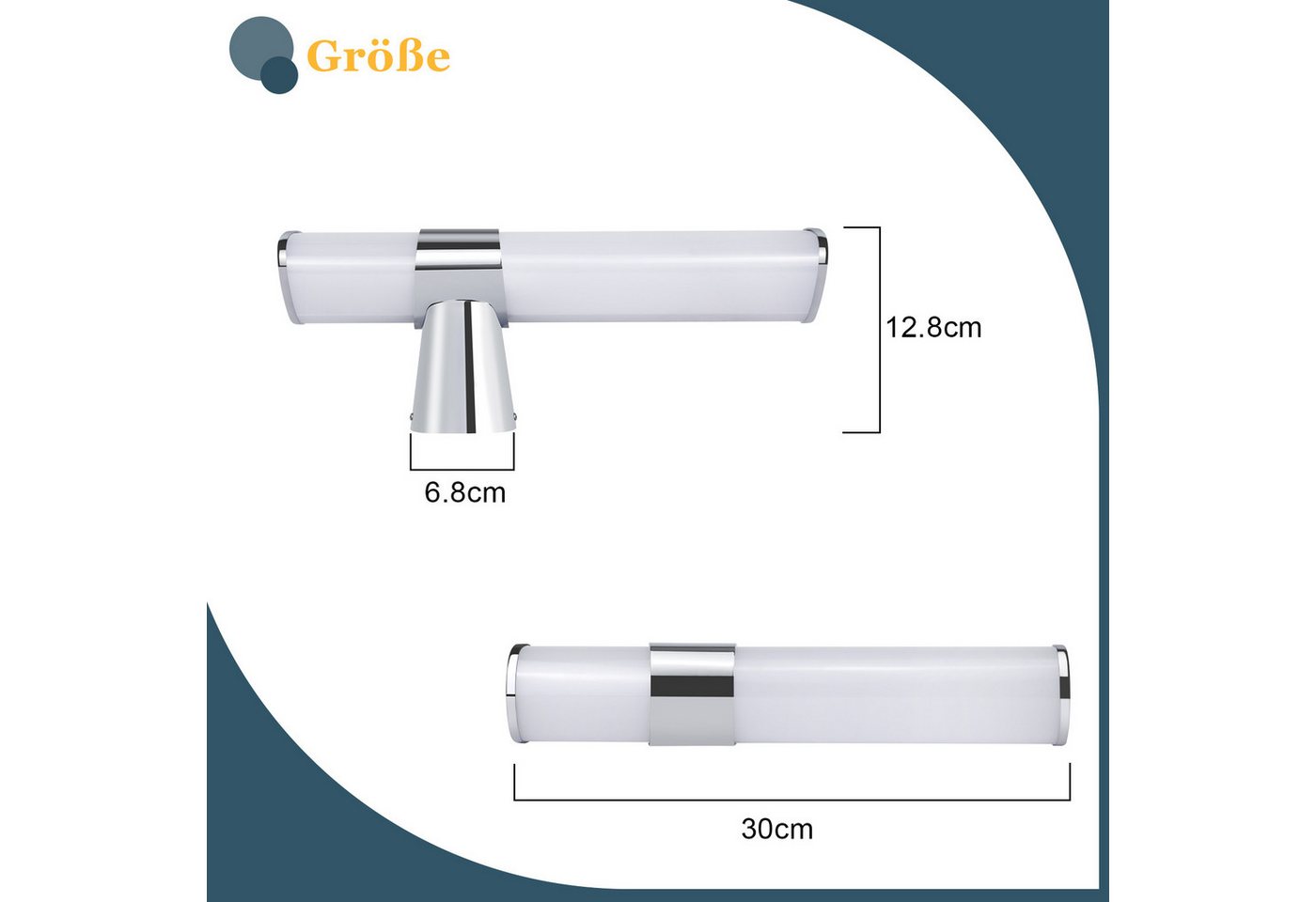 ZMH LED Spiegelleuchte 6W Schwarz/Nickel leuchte Wand 30cm Neutralweiß Flur, Einfache Installation, LED fest integriert, Wandmontage für Keller Bild 3