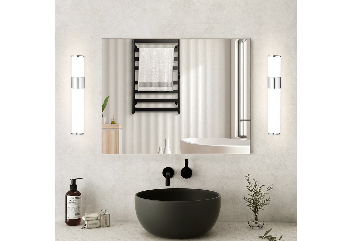 ZMH LED Spiegelleuchte 6W Schwarz/Nickel leuchte Wand 30cm Neutralweiß Flur, Einfache Installation, LED fest integriert, Wandmontage für Keller Bild 4