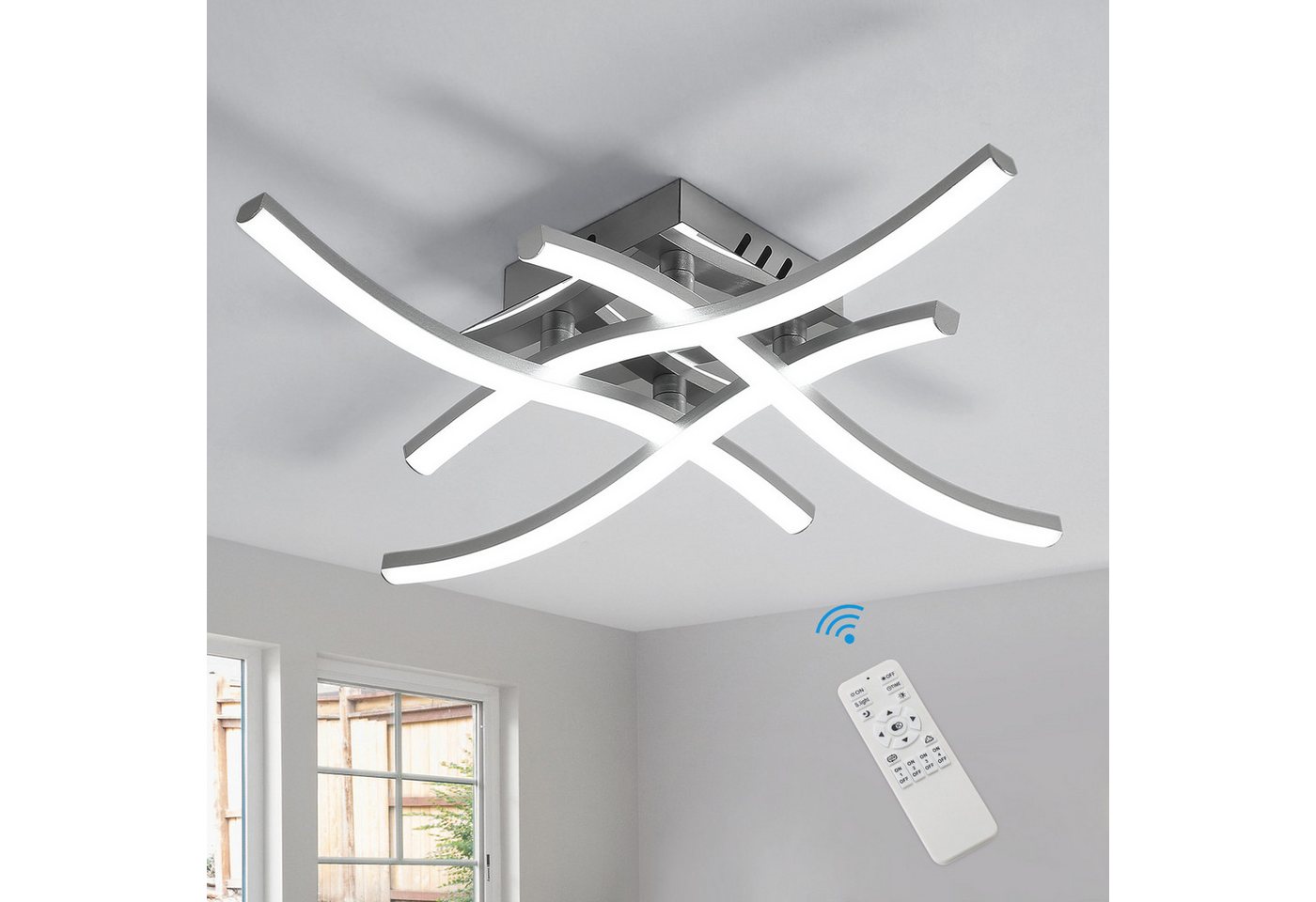 Riserva Deckenleuchten LED Deckenleuchte 28W dimmbar, Silber, Fernbedienung, LED wechselbar Bild 4