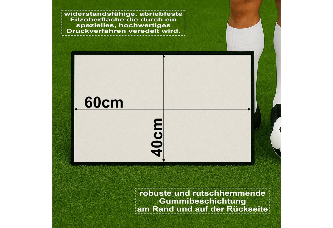 Herzbotschaft Fußmatte Hier wohnt ein St. Pauli Fan - Betreten an Spieltagen auf eigene Gefah, Rasenoptik Türmatte für Fußballfans, 60x40cm, für innen und außen