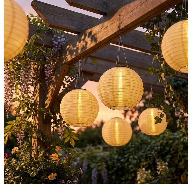 GLOBO LIGHTING Lampion, LED-Leuchtmittel fest verbaut, Warmweiß, Solarlampe Außenleuchte Lampion Gartenlampe Hängeleuchte sand LED 55cm
