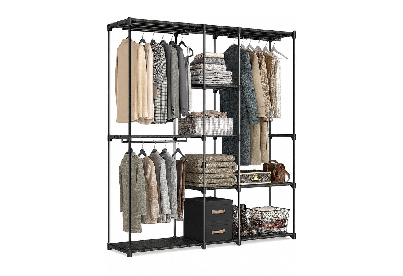 relaxdays Standregal Offene Garderobe, schwarz