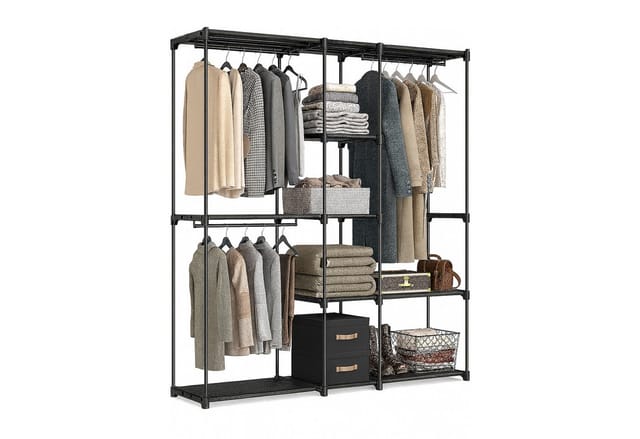 relaxdays Standregal Offene Garderobe, schwarz