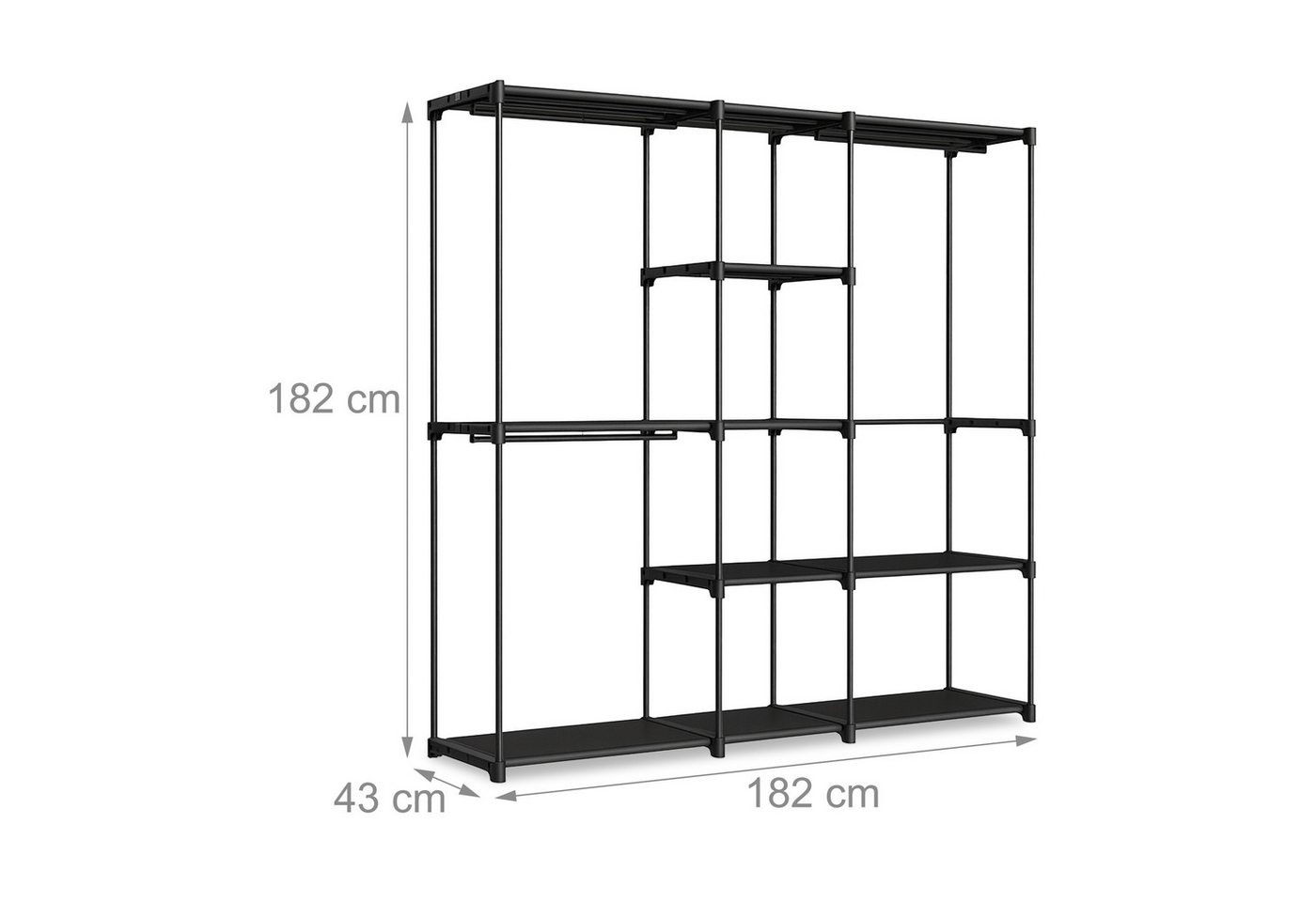 relaxdays Standregal Offene Garderobe, schwarz Bild 2